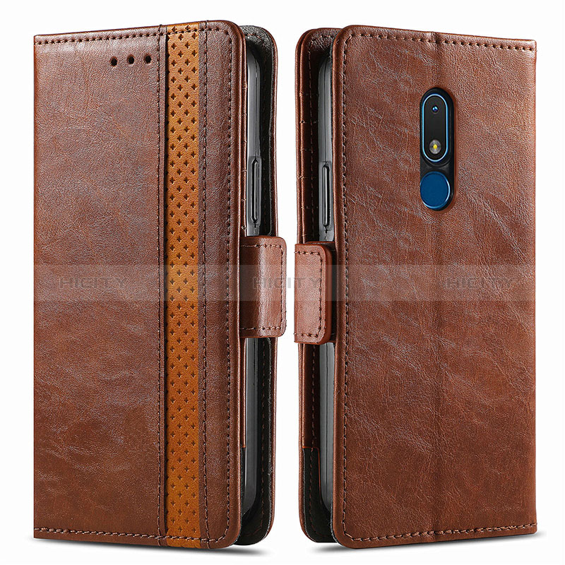 Coque Portefeuille Livre Cuir Etui Clapet S02D pour Nokia C3 Marron Plus