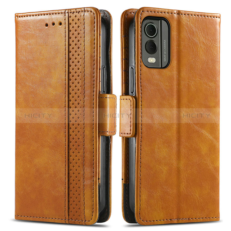 Coque Portefeuille Livre Cuir Etui Clapet S02D pour Nokia C32 Brun Clair Plus