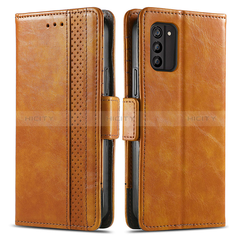 Coque Portefeuille Livre Cuir Etui Clapet S02D pour Nokia G100 Brun Clair Plus