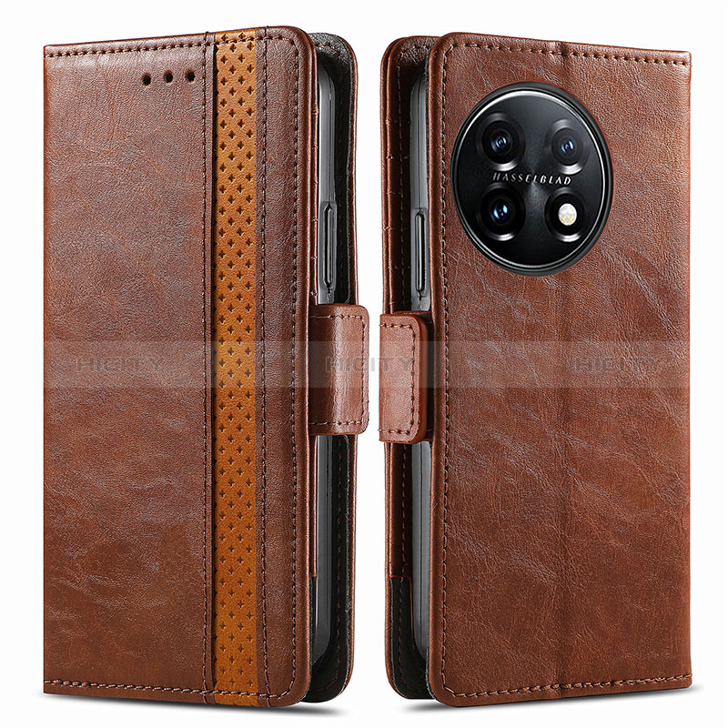 Coque Portefeuille Livre Cuir Etui Clapet S02D pour OnePlus 11 5G Marron Plus