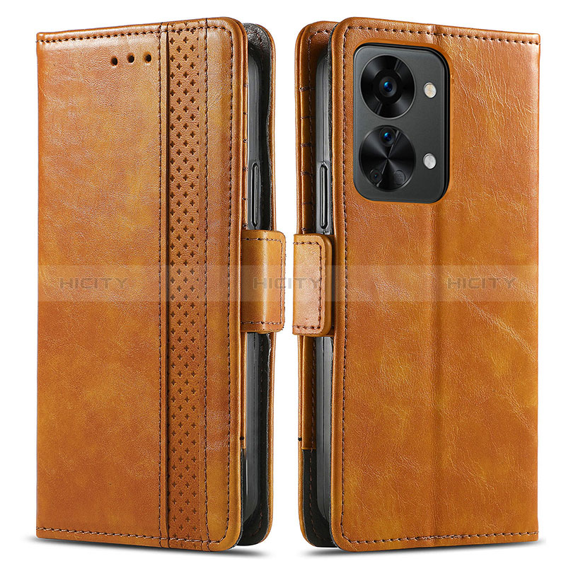 Coque Portefeuille Livre Cuir Etui Clapet S02D pour OnePlus Nord 2T 5G Brun Clair Plus