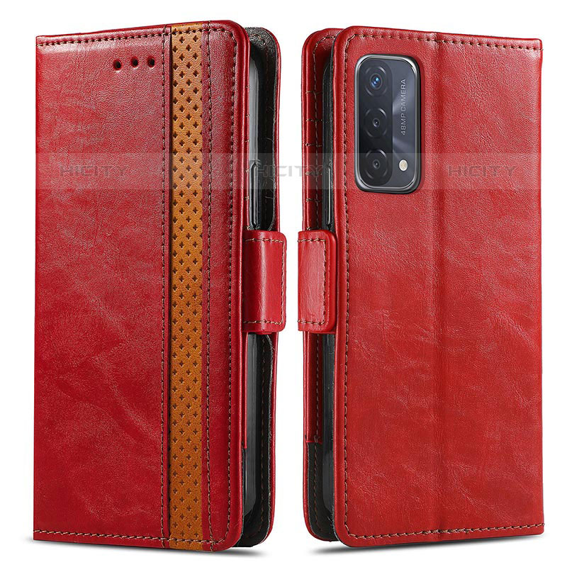 Coque Portefeuille Livre Cuir Etui Clapet S02D pour OnePlus Nord N200 5G Rouge Plus