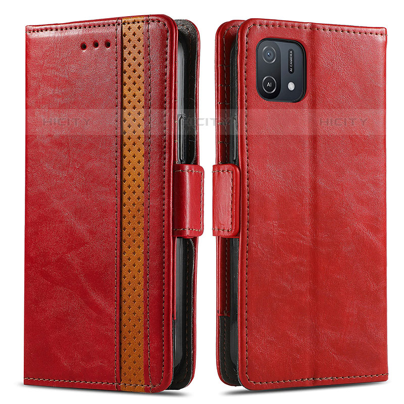 Coque Portefeuille Livre Cuir Etui Clapet S02D pour Oppo A16K Rouge Plus