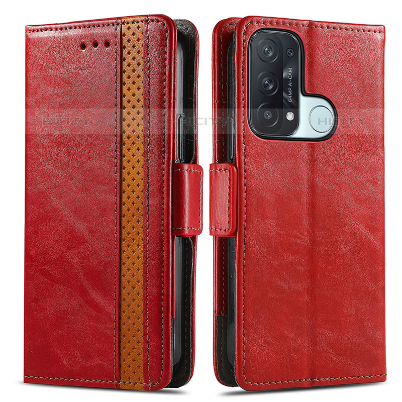 Coque Portefeuille Livre Cuir Etui Clapet S02D pour Oppo Reno5 A Rouge Plus