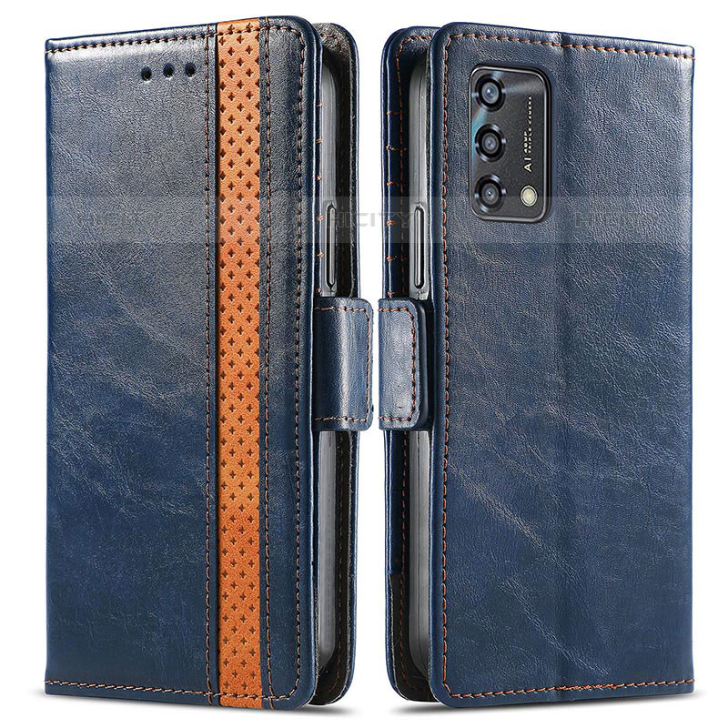 Coque Portefeuille Livre Cuir Etui Clapet S02D pour Oppo Reno6 Lite Bleu Plus