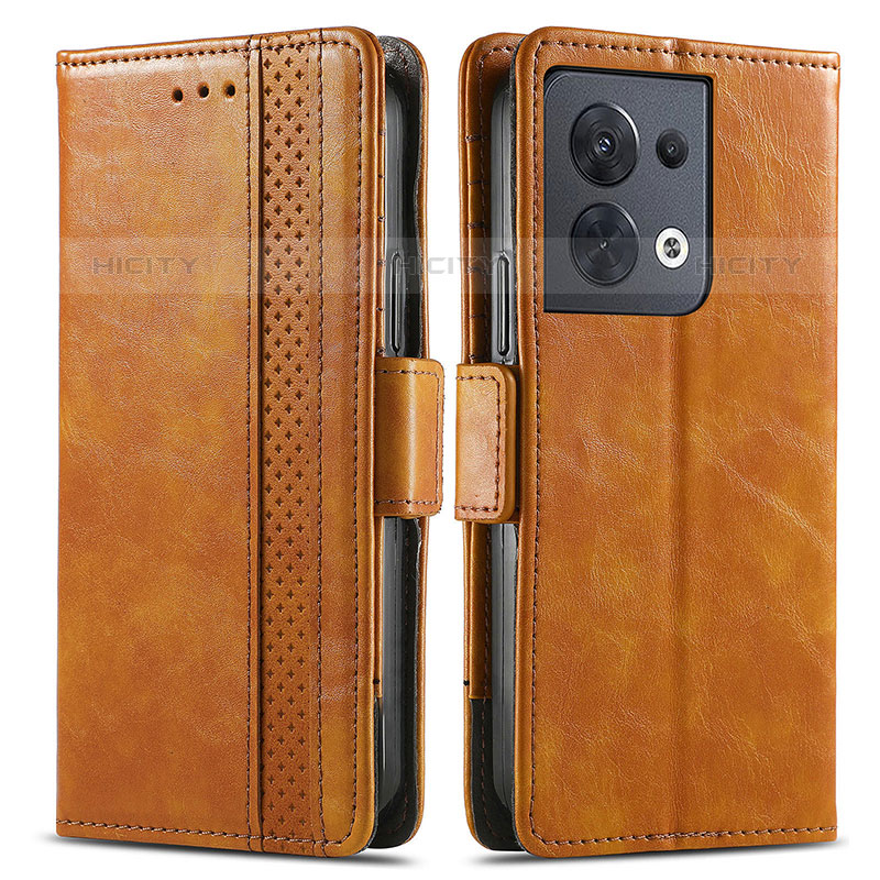 Coque Portefeuille Livre Cuir Etui Clapet S02D pour Oppo Reno8 5G Brun Clair Plus