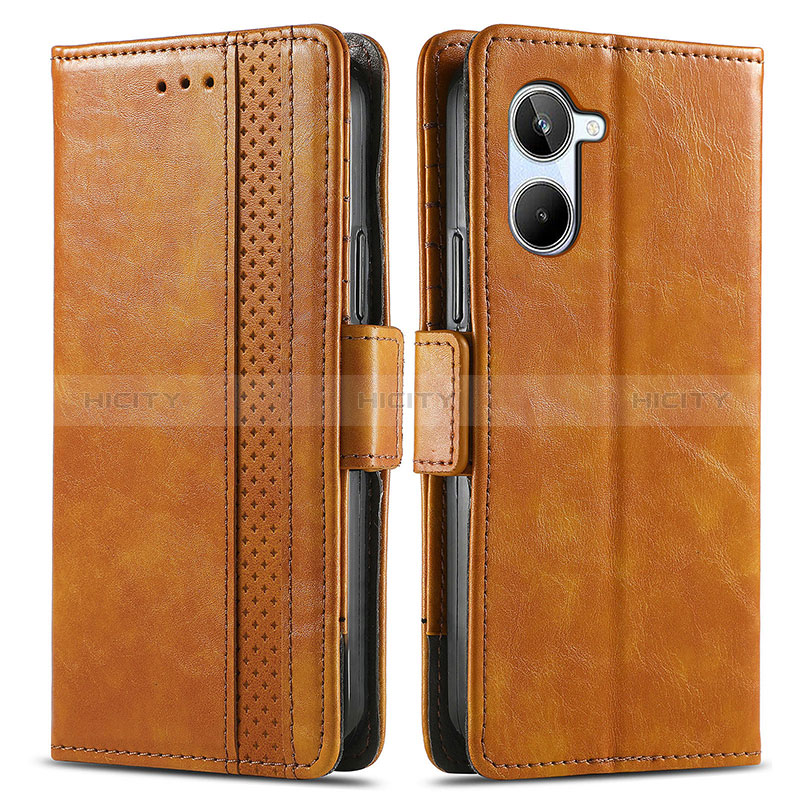 Coque Portefeuille Livre Cuir Etui Clapet S02D pour Realme 10 4G Brun Clair Plus