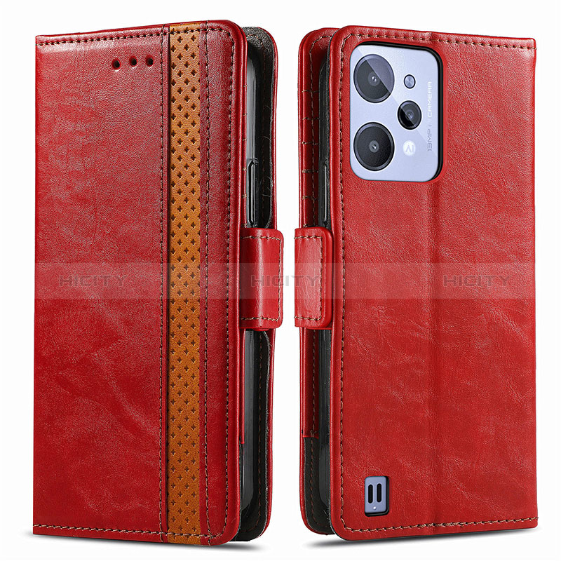 Coque Portefeuille Livre Cuir Etui Clapet S02D pour Realme C31 Rouge Plus