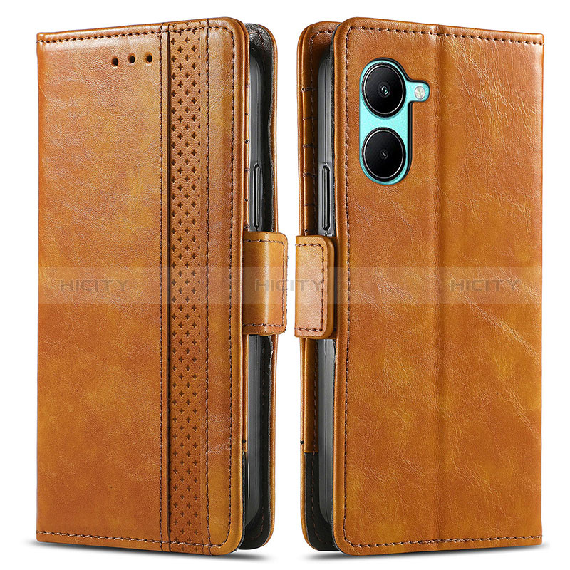 Coque Portefeuille Livre Cuir Etui Clapet S02D pour Realme C33 (2023) Brun Clair Plus