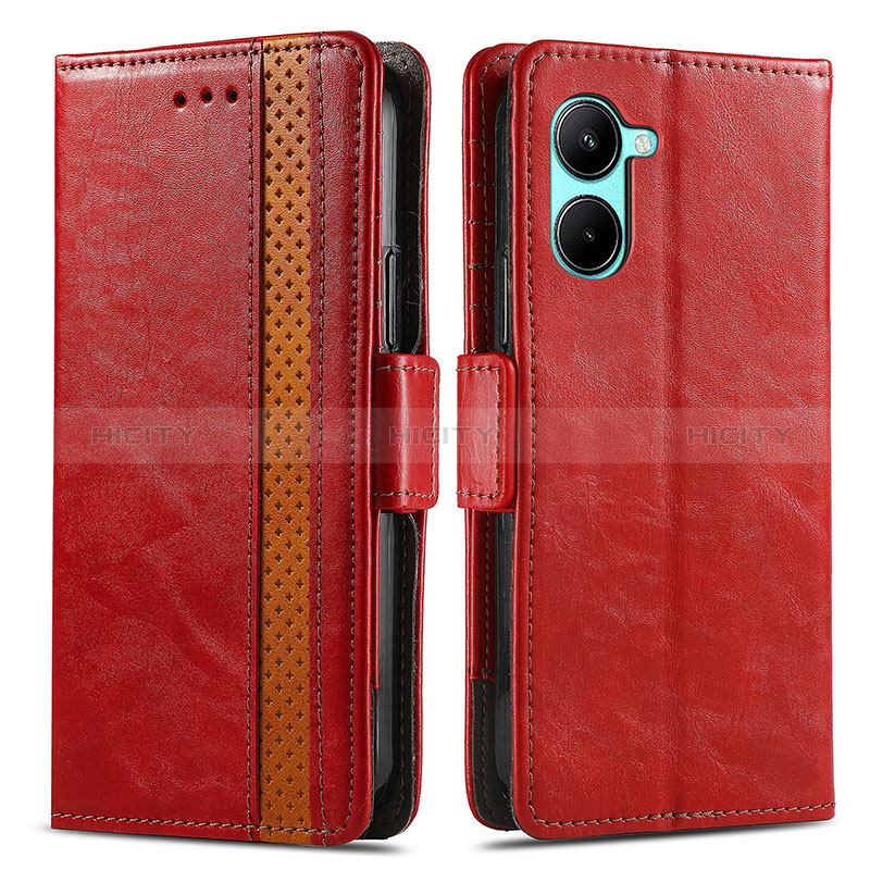 Coque Portefeuille Livre Cuir Etui Clapet S02D pour Realme C33 Rouge Plus