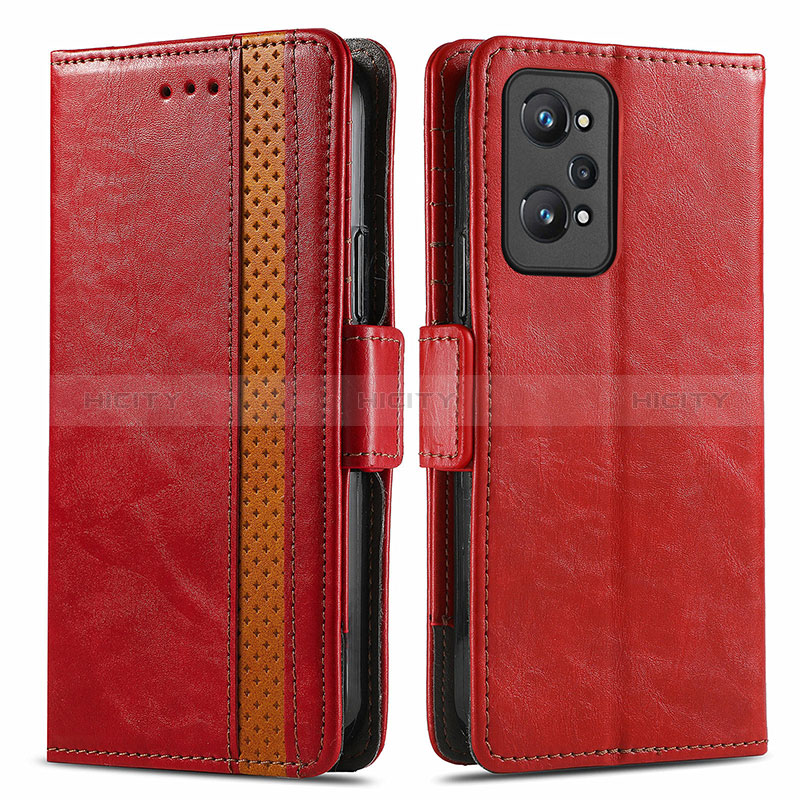 Coque Portefeuille Livre Cuir Etui Clapet S02D pour Realme GT2 5G Rouge Plus