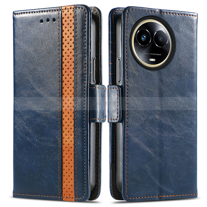 Coque Portefeuille Livre Cuir Etui Clapet S02D pour Realme V50 5G Bleu Plus