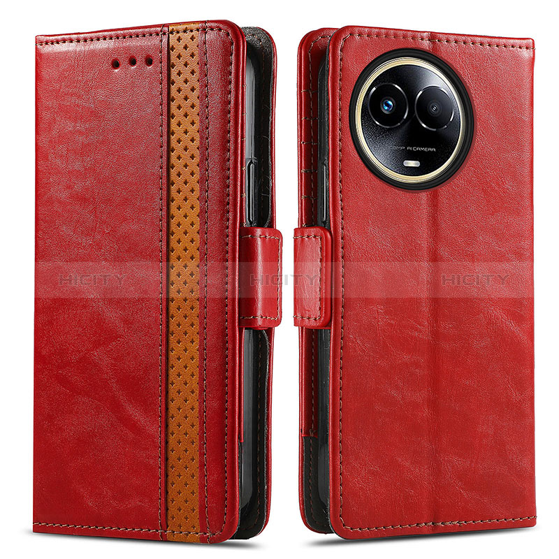 Coque Portefeuille Livre Cuir Etui Clapet S02D pour Realme V50 5G Rouge Plus