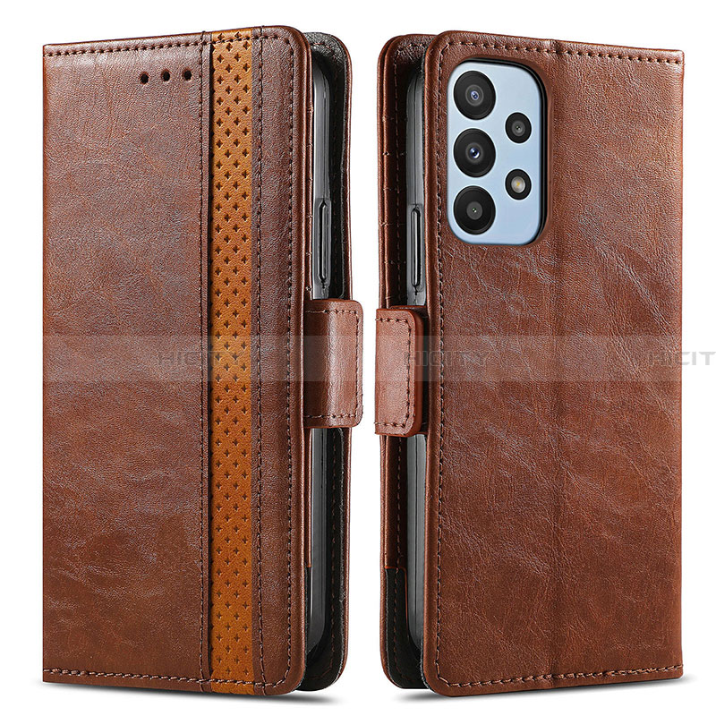 Coque Portefeuille Livre Cuir Etui Clapet S02D pour Samsung Galaxy A23 4G Marron Plus