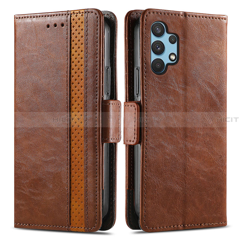 Coque Portefeuille Livre Cuir Etui Clapet S02D pour Samsung Galaxy A32 5G Marron Plus