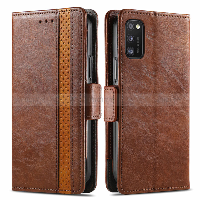 Coque Portefeuille Livre Cuir Etui Clapet S02D pour Samsung Galaxy A41 Marron Plus