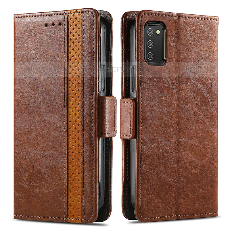 Coque Portefeuille Livre Cuir Etui Clapet S02D pour Samsung Galaxy M02s Marron Plus