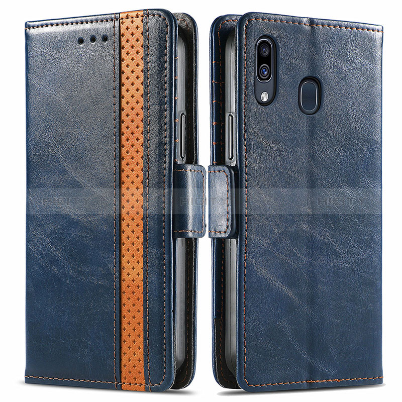 Coque Portefeuille Livre Cuir Etui Clapet S02D pour Samsung Galaxy M10S Bleu Plus