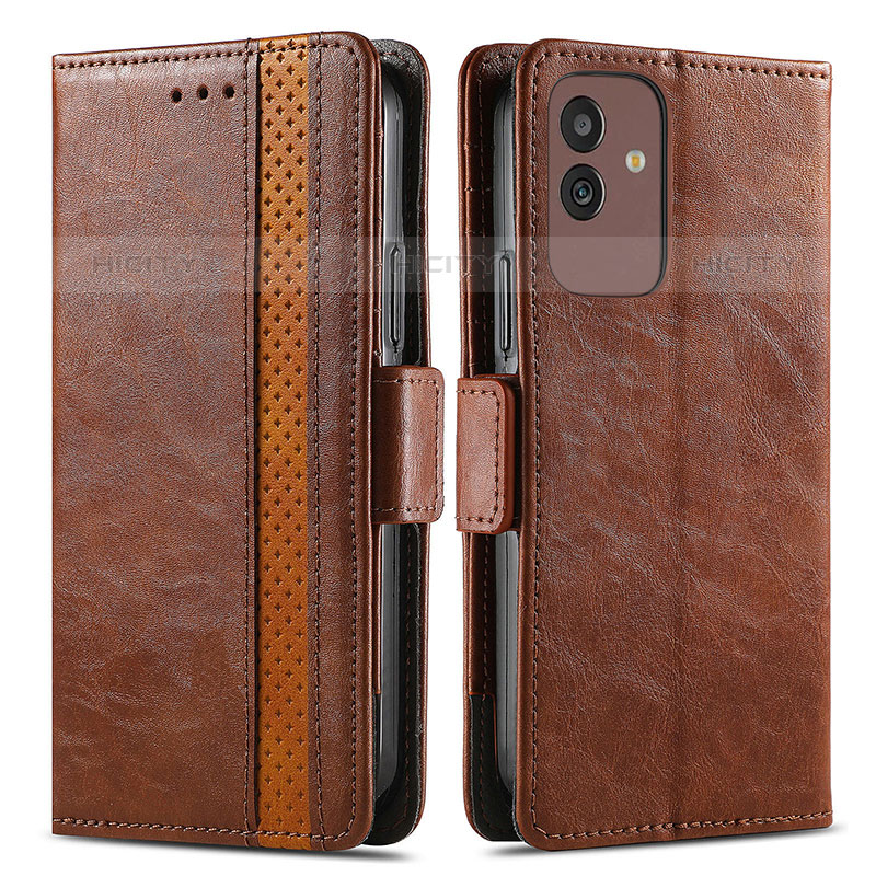 Coque Portefeuille Livre Cuir Etui Clapet S02D pour Samsung Galaxy M13 5G Marron Plus