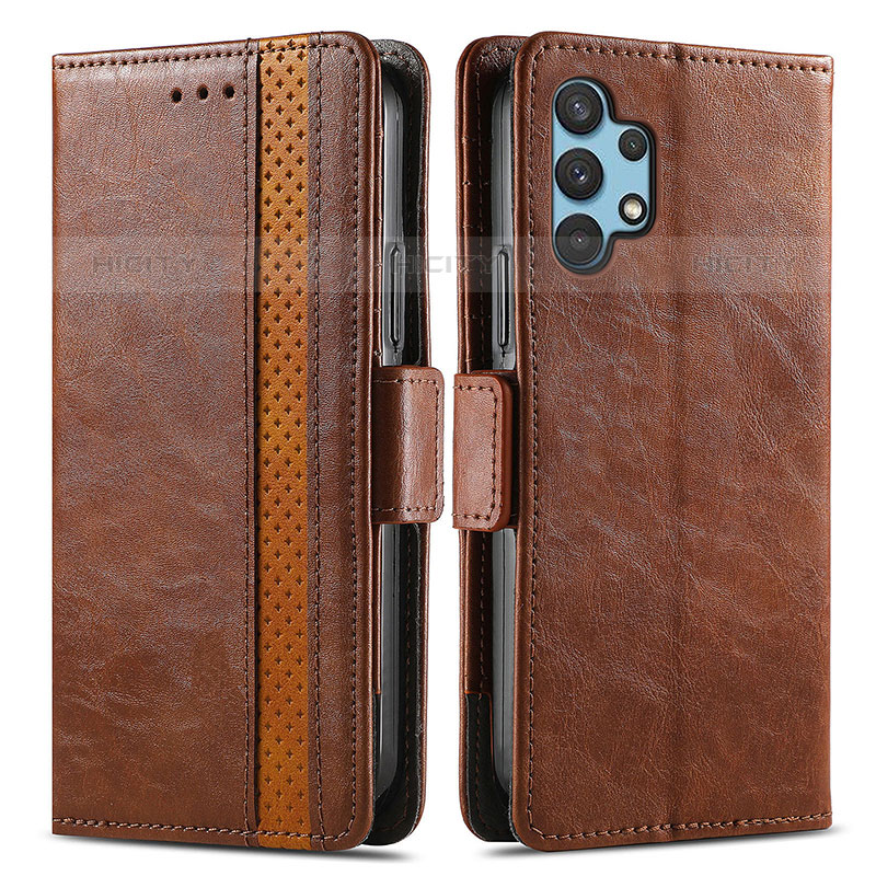 Coque Portefeuille Livre Cuir Etui Clapet S02D pour Samsung Galaxy M32 5G Marron Plus