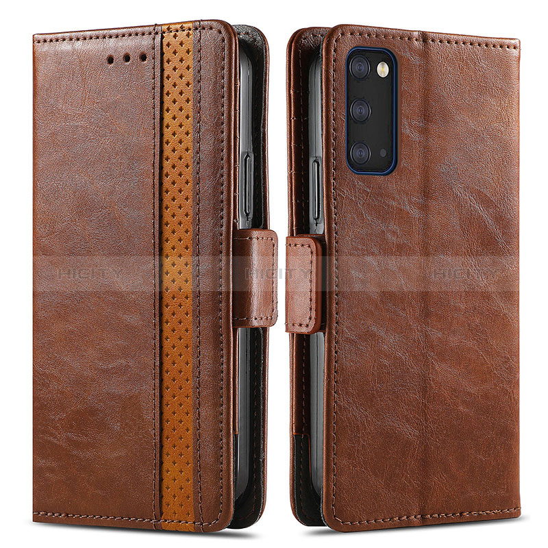 Coque Portefeuille Livre Cuir Etui Clapet S02D pour Samsung Galaxy S20 5G Marron Plus