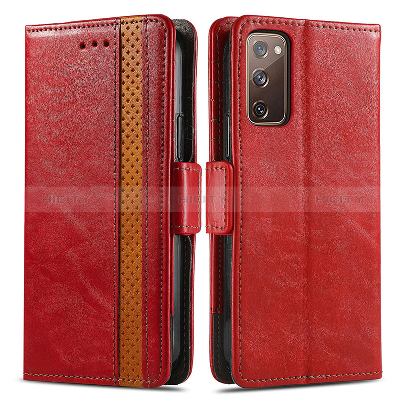 Coque Portefeuille Livre Cuir Etui Clapet S02D pour Samsung Galaxy S20 Lite 5G Rouge Plus