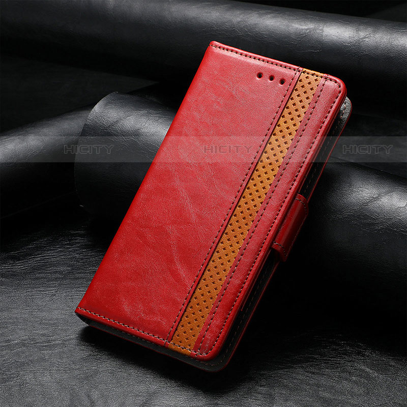 Coque Portefeuille Livre Cuir Etui Clapet S02D pour Samsung Galaxy S22 Ultra 5G Rouge Plus