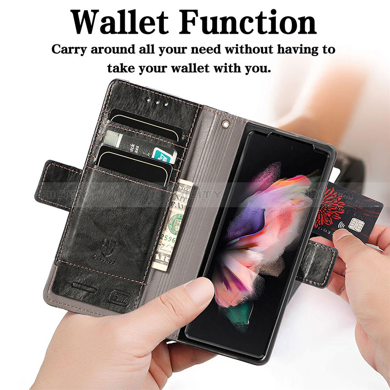 Coque Portefeuille Livre Cuir Etui Clapet S02D pour Samsung Galaxy Z Fold3 5G Plus