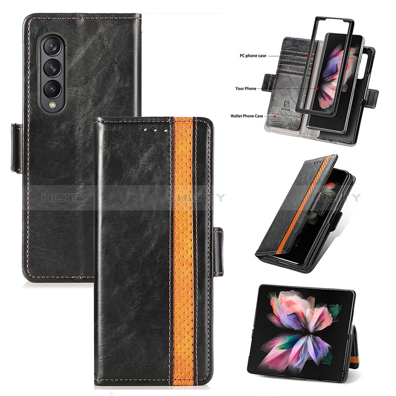 Coque Portefeuille Livre Cuir Etui Clapet S02D pour Samsung Galaxy Z Fold3 5G Plus