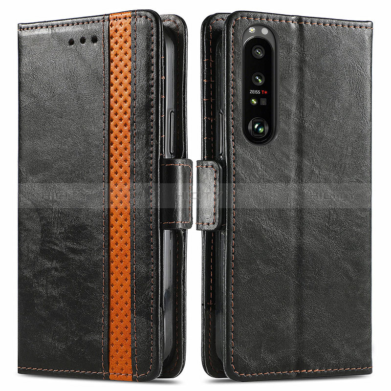 Coque Portefeuille Livre Cuir Etui Clapet S02D pour Sony Xperia 1 III Noir Plus