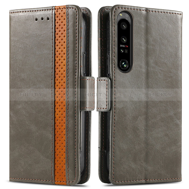 Coque Portefeuille Livre Cuir Etui Clapet S02D pour Sony Xperia 1 IV SO-51C Gris Plus