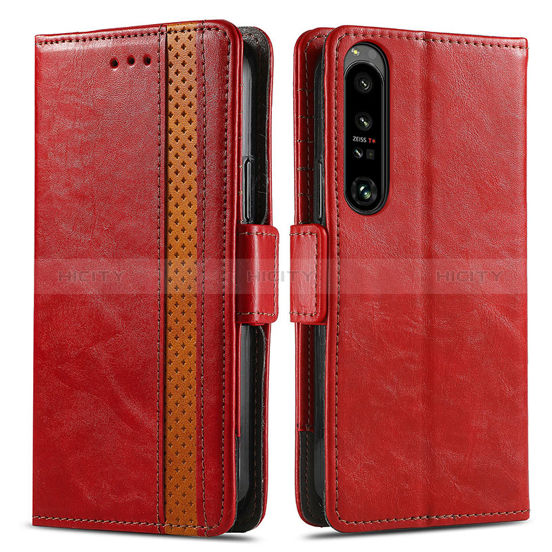 Coque Portefeuille Livre Cuir Etui Clapet S02D pour Sony Xperia 1 IV SO-51C Rouge Plus