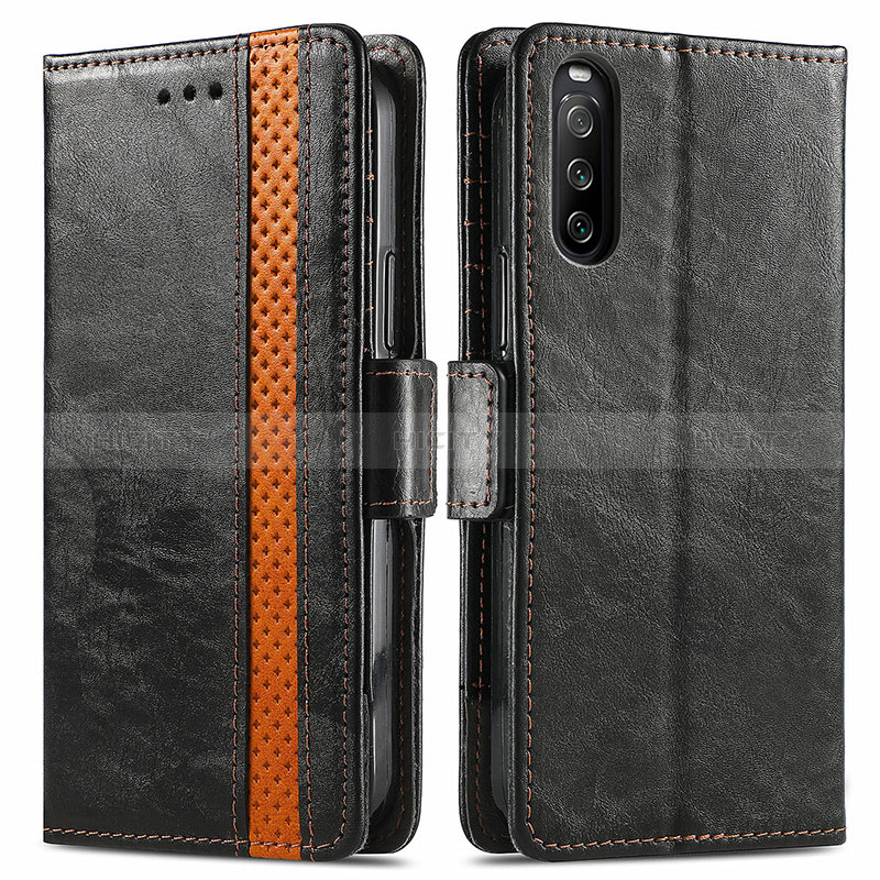 Coque Portefeuille Livre Cuir Etui Clapet S02D pour Sony Xperia 10 III Noir Plus