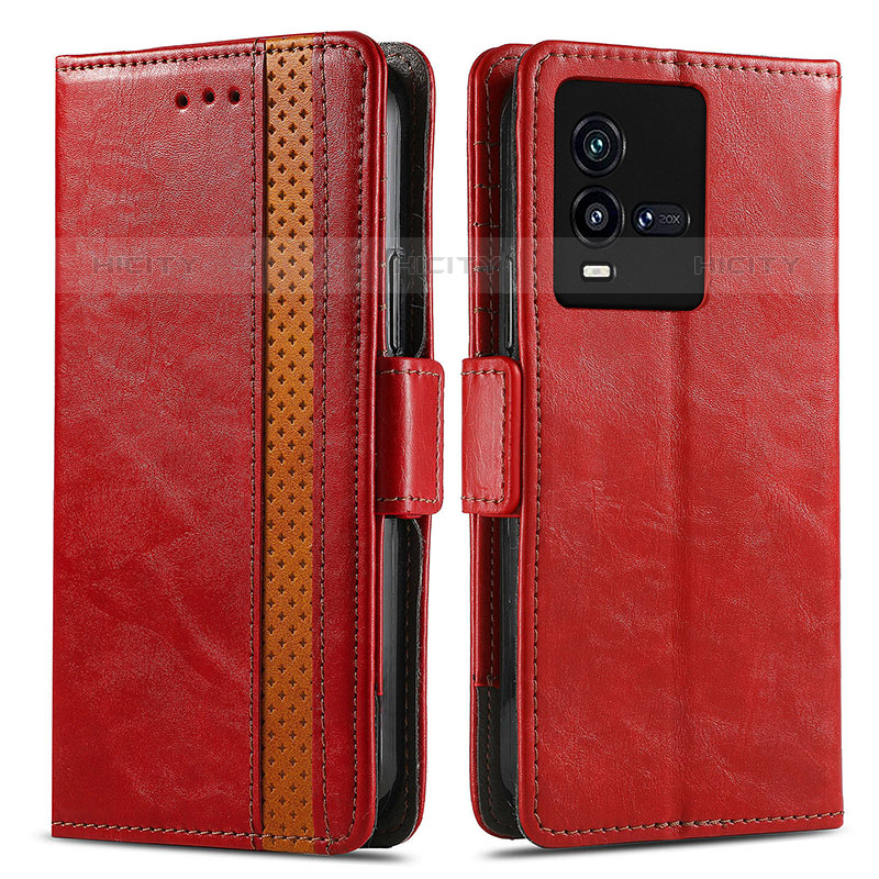 Coque Portefeuille Livre Cuir Etui Clapet S02D pour Vivo iQOO 9T 5G Rouge Plus