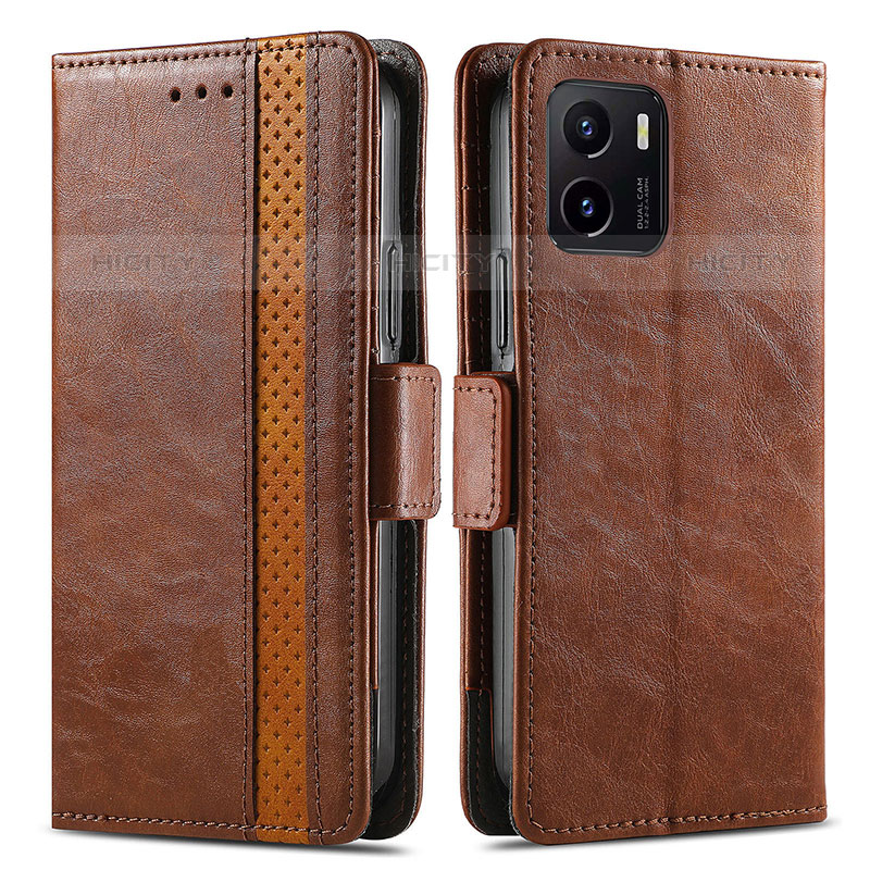 Coque Portefeuille Livre Cuir Etui Clapet S02D pour Vivo iQOO U5x Marron Plus