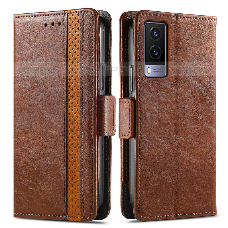 Coque Portefeuille Livre Cuir Etui Clapet S02D pour Vivo V21e 5G Marron Plus