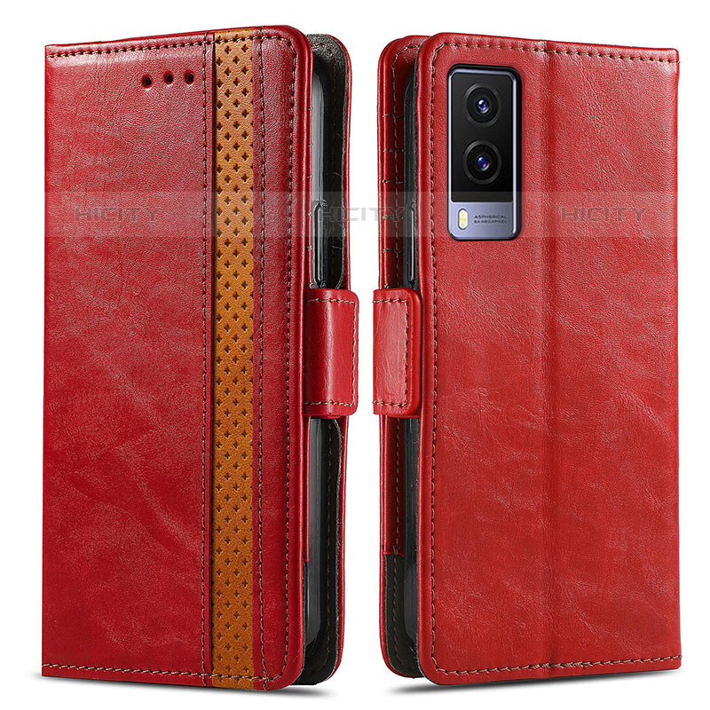 Coque Portefeuille Livre Cuir Etui Clapet S02D pour Vivo V21e 5G Rouge Plus