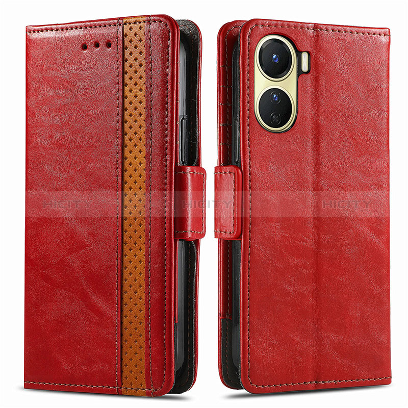 Coque Portefeuille Livre Cuir Etui Clapet S02D pour Vivo Y16 Rouge Plus