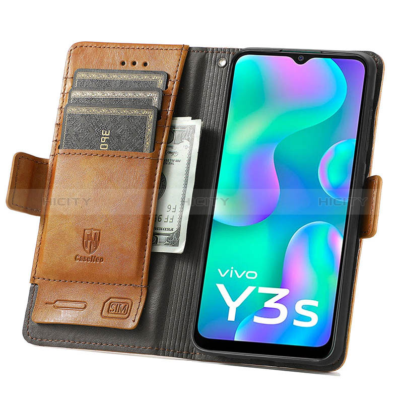 Coque Portefeuille Livre Cuir Etui Clapet S02D pour Vivo Y3s (2021) Plus