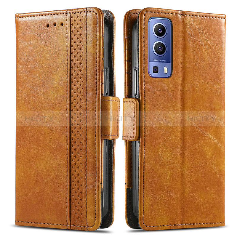 Coque Portefeuille Livre Cuir Etui Clapet S02D pour Vivo Y75s 5G Brun Clair Plus