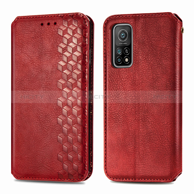 Coque Portefeuille Livre Cuir Etui Clapet S02D pour Xiaomi Mi 10T 5G Rouge Plus