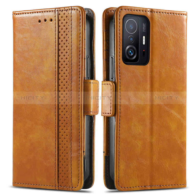 Coque Portefeuille Livre Cuir Etui Clapet S02D pour Xiaomi Mi 11T Pro 5G Brun Clair Plus