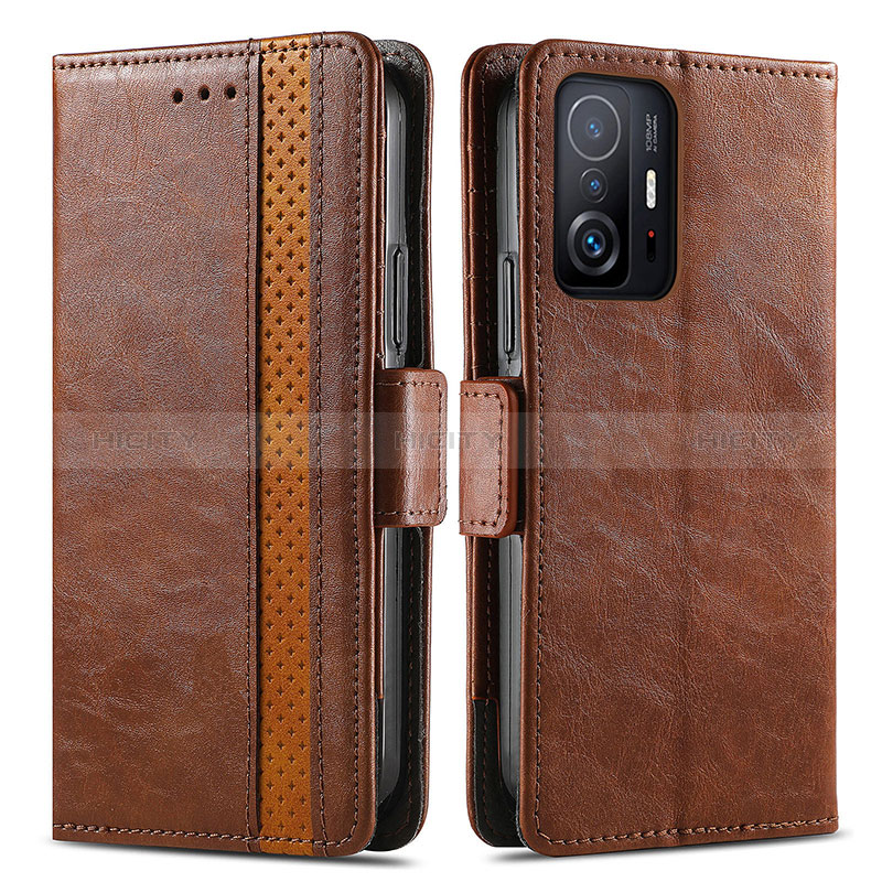 Coque Portefeuille Livre Cuir Etui Clapet S02D pour Xiaomi Mi 11T Pro 5G Marron Plus