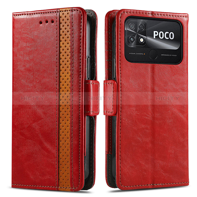 Coque Portefeuille Livre Cuir Etui Clapet S02D pour Xiaomi Poco C40 Rouge Plus