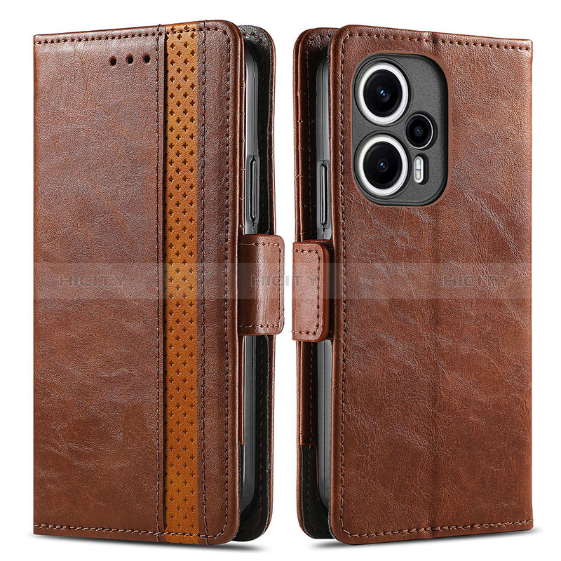 Coque Portefeuille Livre Cuir Etui Clapet S02D pour Xiaomi Poco F5 5G Marron Plus