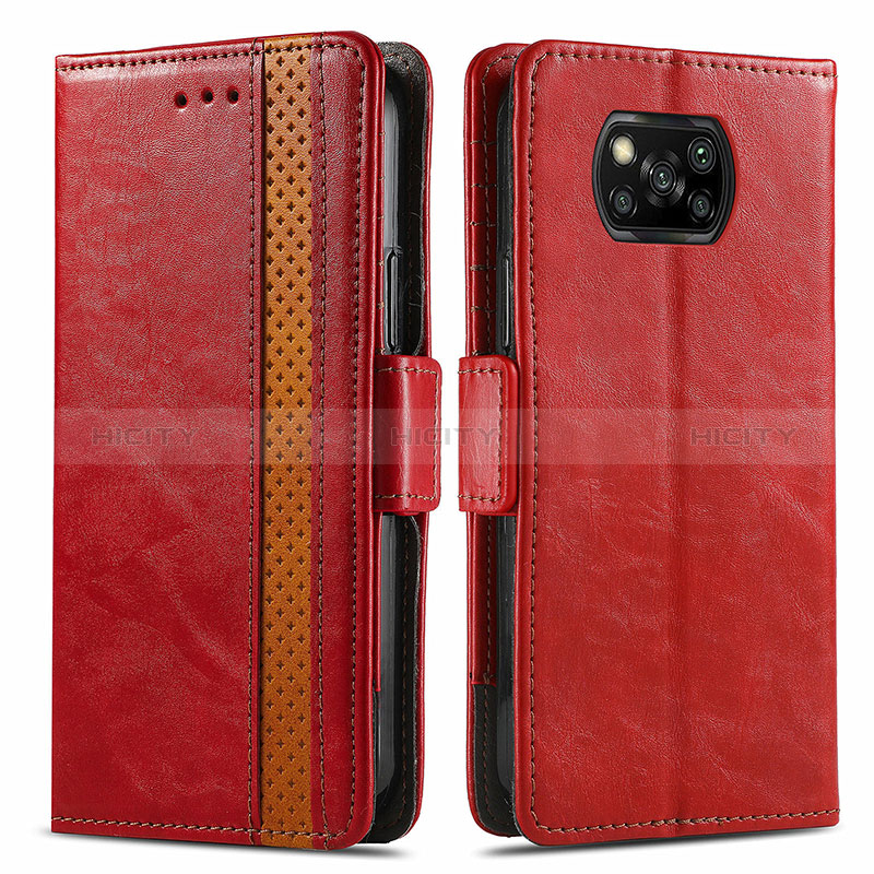 Coque Portefeuille Livre Cuir Etui Clapet S02D pour Xiaomi Poco X3 Pro Rouge Plus