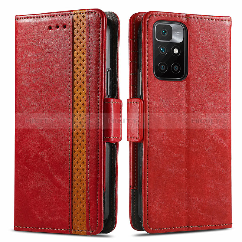 Coque Portefeuille Livre Cuir Etui Clapet S02D pour Xiaomi Redmi 10 (2022) Rouge Plus