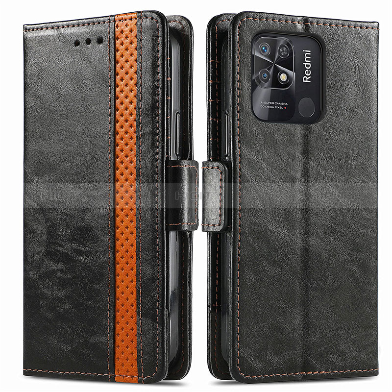 Coque Portefeuille Livre Cuir Etui Clapet S02D pour Xiaomi Redmi 10 India Noir Plus