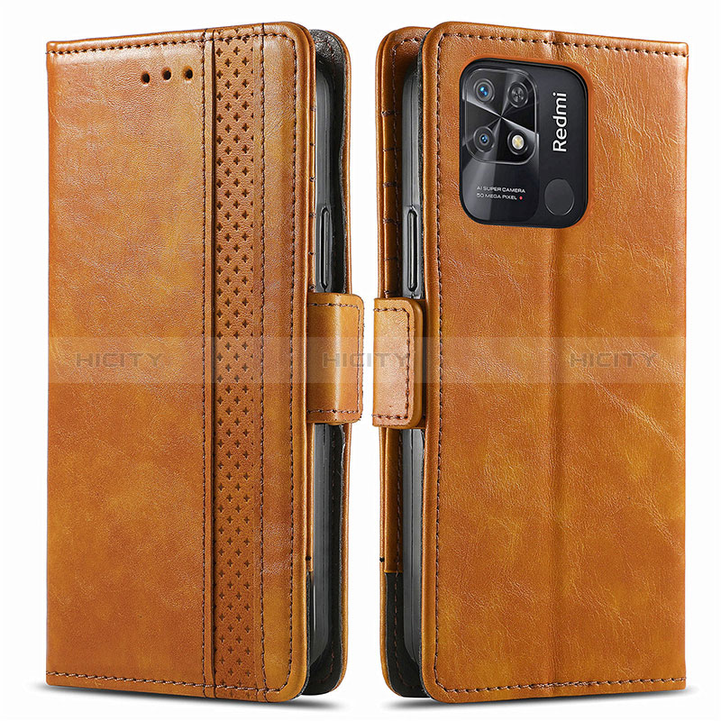 Coque Portefeuille Livre Cuir Etui Clapet S02D pour Xiaomi Redmi 10C 4G Brun Clair Plus