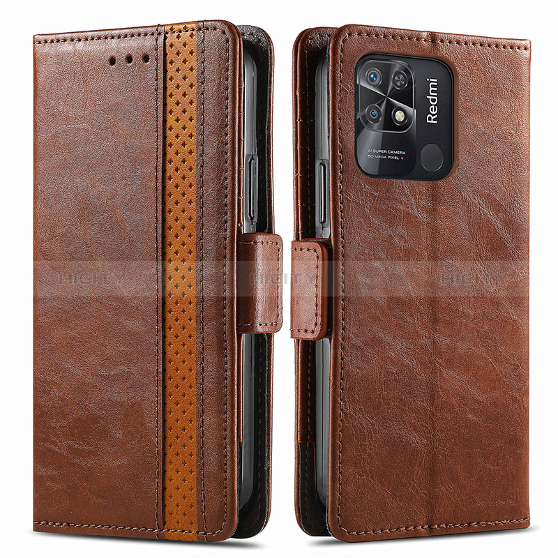 Coque Portefeuille Livre Cuir Etui Clapet S02D pour Xiaomi Redmi 10C 4G Marron Plus